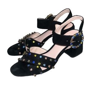 J Crew Rhinestone chunky heel sandals